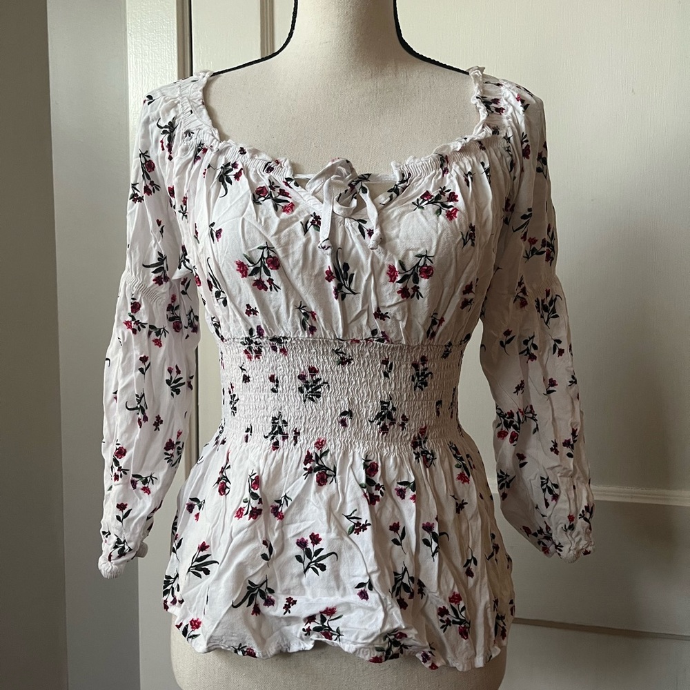 Almost Famous White Floral Blouse